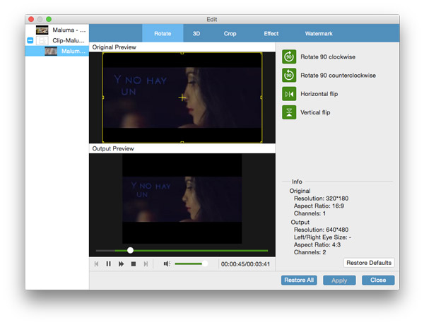Rotate the target video file