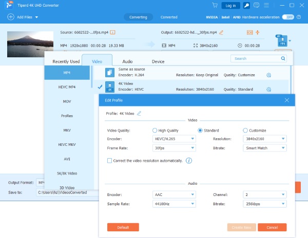 Choose Format and Parameter