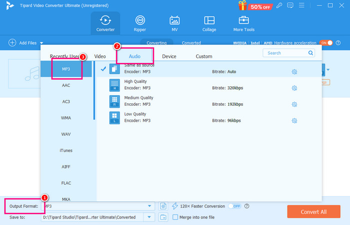 Output Formats Audio MP3 Tipard