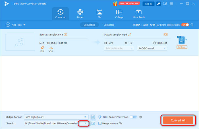 Convert M4A to MP3 in Tipard