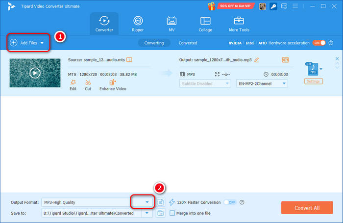 Add AVCHD MTS M2TS to Tipard