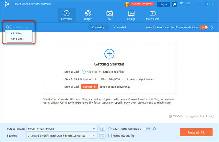 Add MTS Files to Tipard Video Converter Ultimate