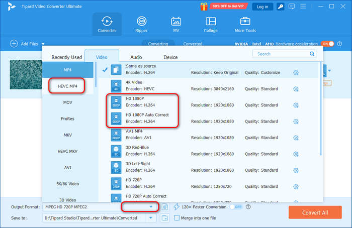 Select MP4 as Output Format in Tipard Video Converter Ultimate