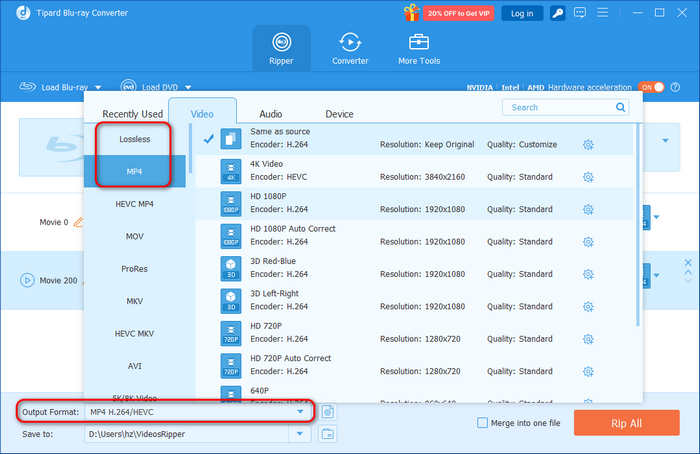 Select an Output Format in Tipard