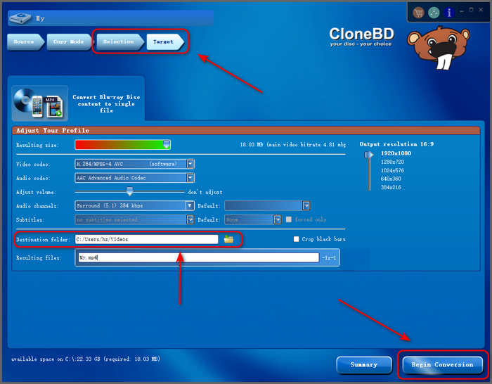 Convert to MP4 CloneBD