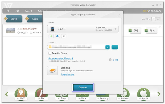 Click Convert And ASF Will Be Playable to Apple Devices