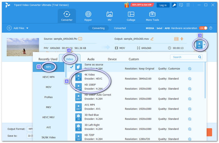 Choose MP4 And Preferred Resolution