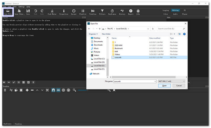 Find Your Saved MLT Project File