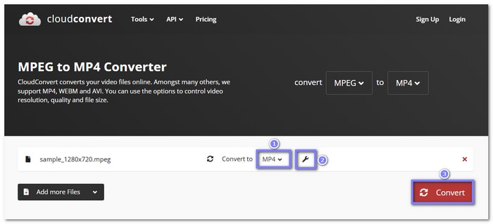 CloudConvert convert MPEG to MP4