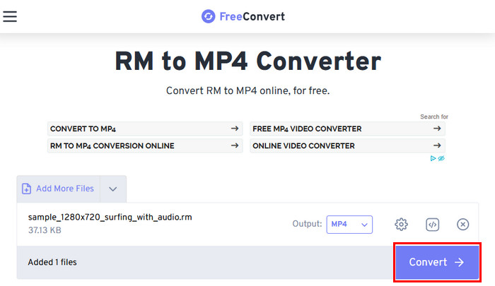 Click Convert Button