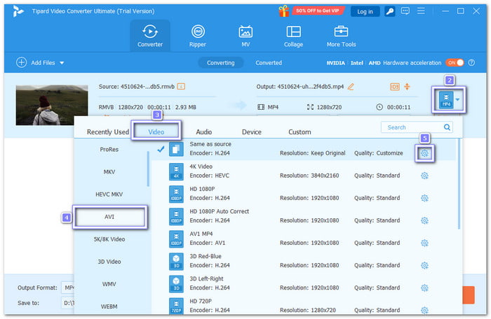 Select AVI And Fine Tune Settings