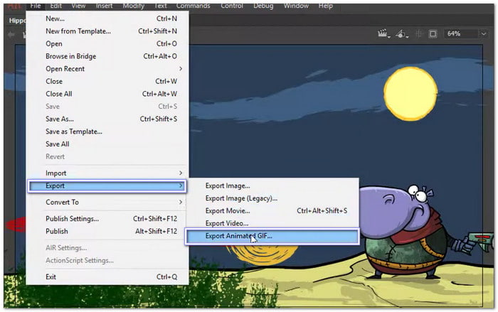 Adobe Animate Convert SWF to GIF