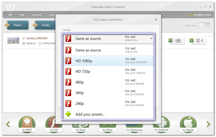 Choose Your Desired Preset