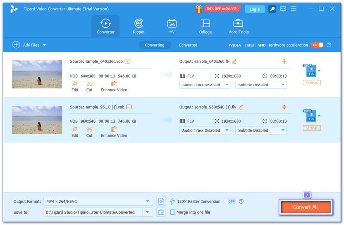 Start Converting VOB TO FLV