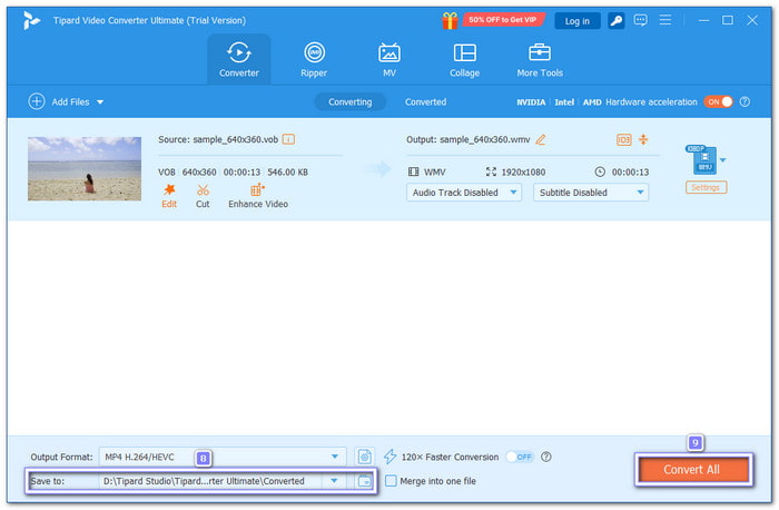 Select Location And Start VOB to WMV Conversion
