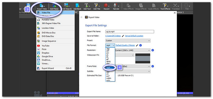 Set MP4 AS The Output Format