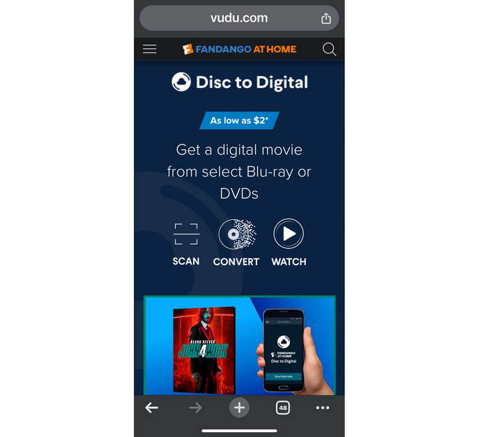 Fandango At Home Convert DVD to Digital