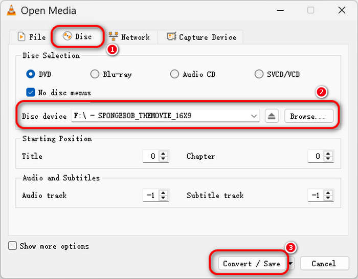 Start the Conversion Feature in VLC