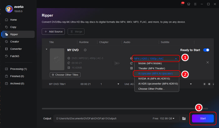 Extract DVD to MP4 with DVDFab
