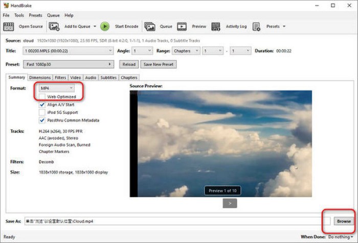 Choose MP4 Format
