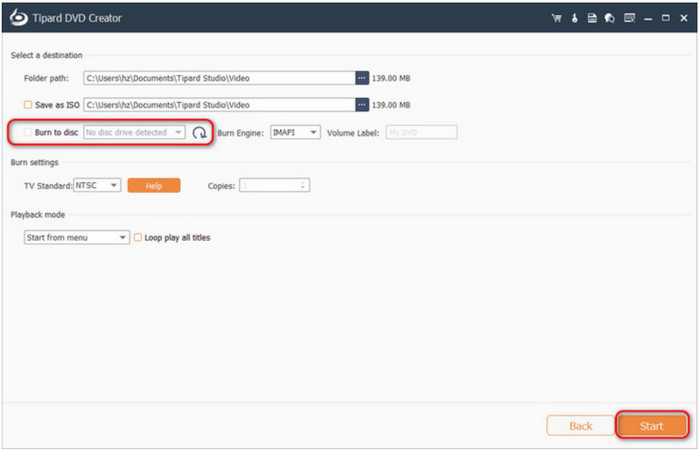 Start Burning to DVD
