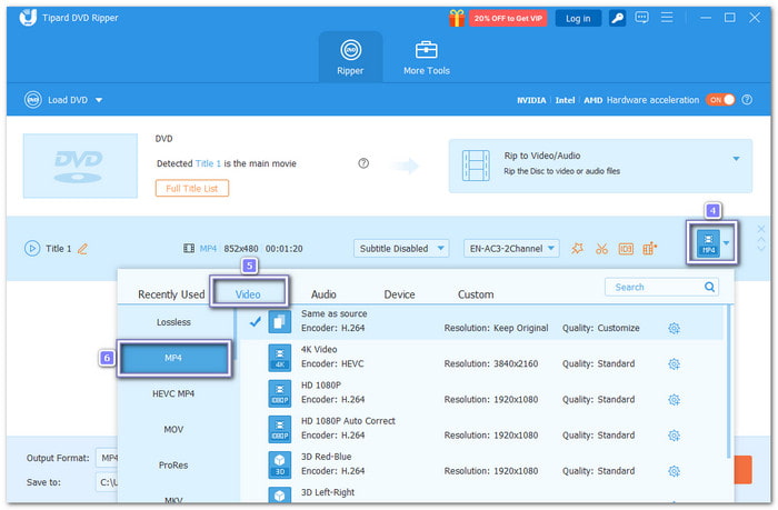 Pick A Format Like MP4