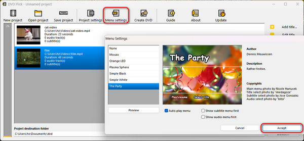 Add Menu in Dvd Flicker