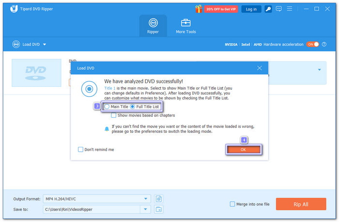 Choose Main Title or Full Title List
