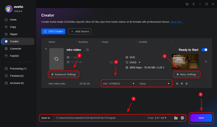 Convert MKV to DVD DVDfab