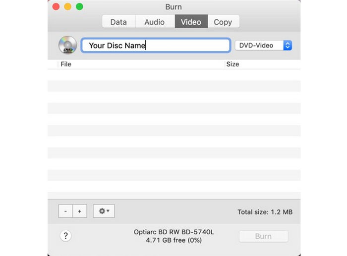 Add Mov to Burn