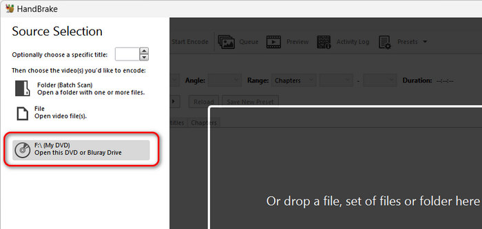 Load DVD in Handbrake