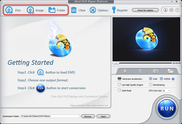 Add DVD to WinX DVD Ripper