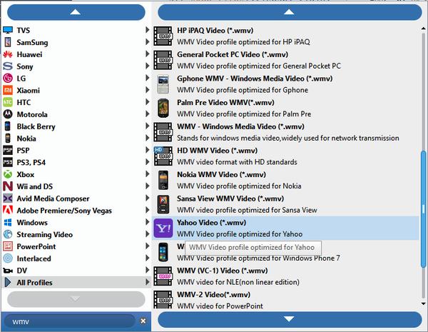 Wmv output format