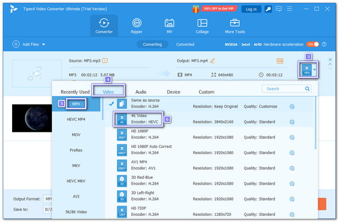 Choose MP4 or MP3 AS Output Format