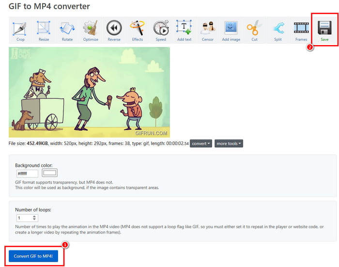 Convert Gif to Video Ezgif