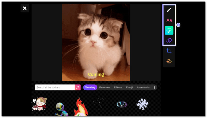 Open Captions Stickers And Filter Tab