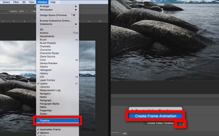 Timeline Create Frame Animation