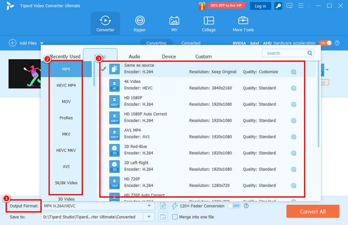 Output Format Select Format Quality tipard