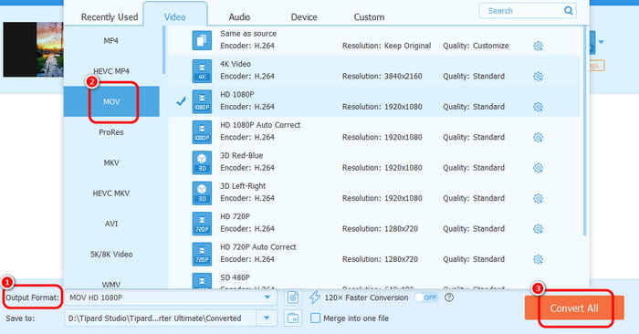 Select Output Format Export Tipard