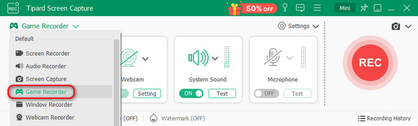Choose Game Recorder in Tipard