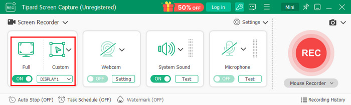 Click Full Or Custom Button
