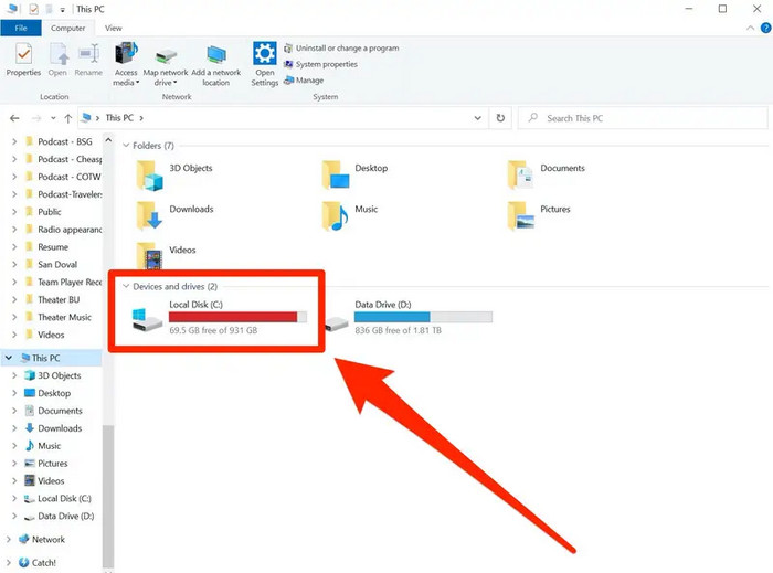 Check Available Storage Space