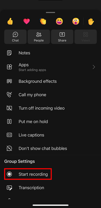 Mobile Start Recording