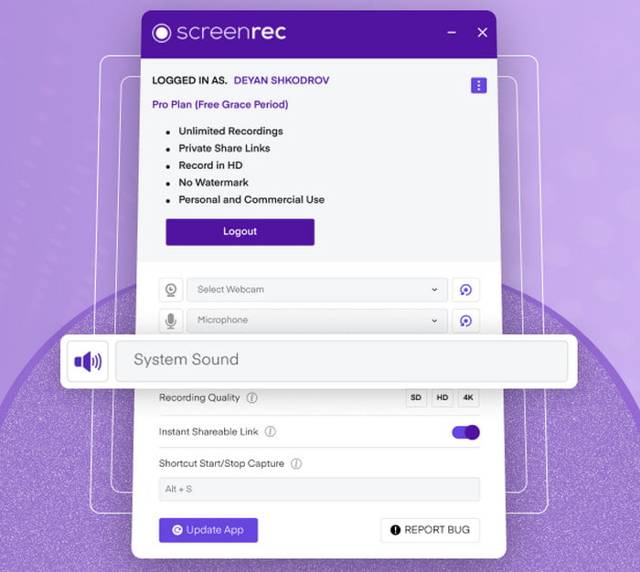ScreenRec Interface