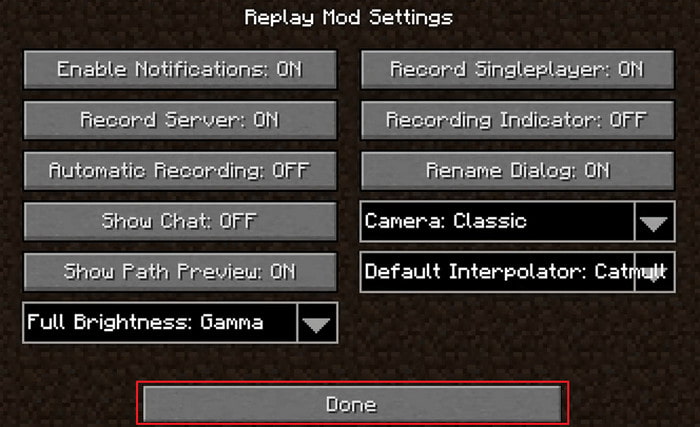Replay Mode Settings