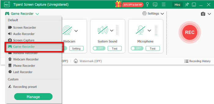 Tipard Game Recorder