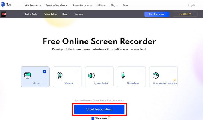 Click Start Recording Option