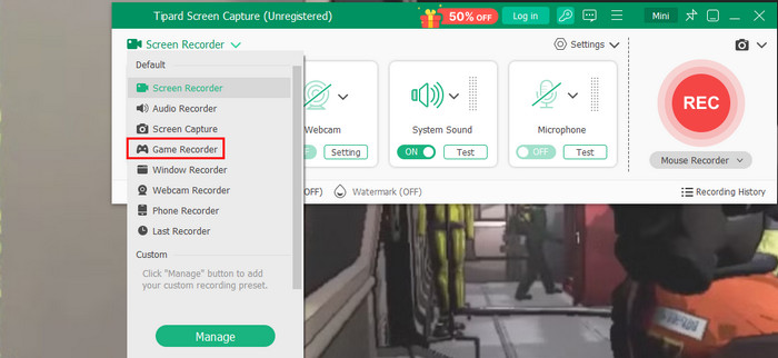 Click Game Recorder Button