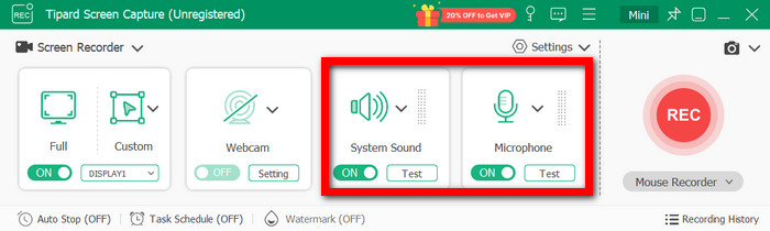 Turn on System Sound Microphone