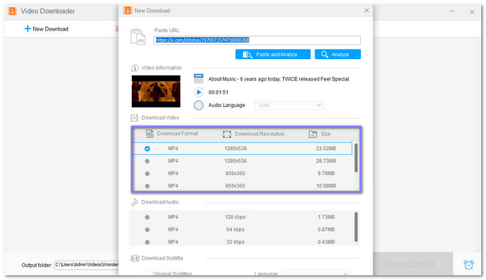 Choose Video Resolution And Size